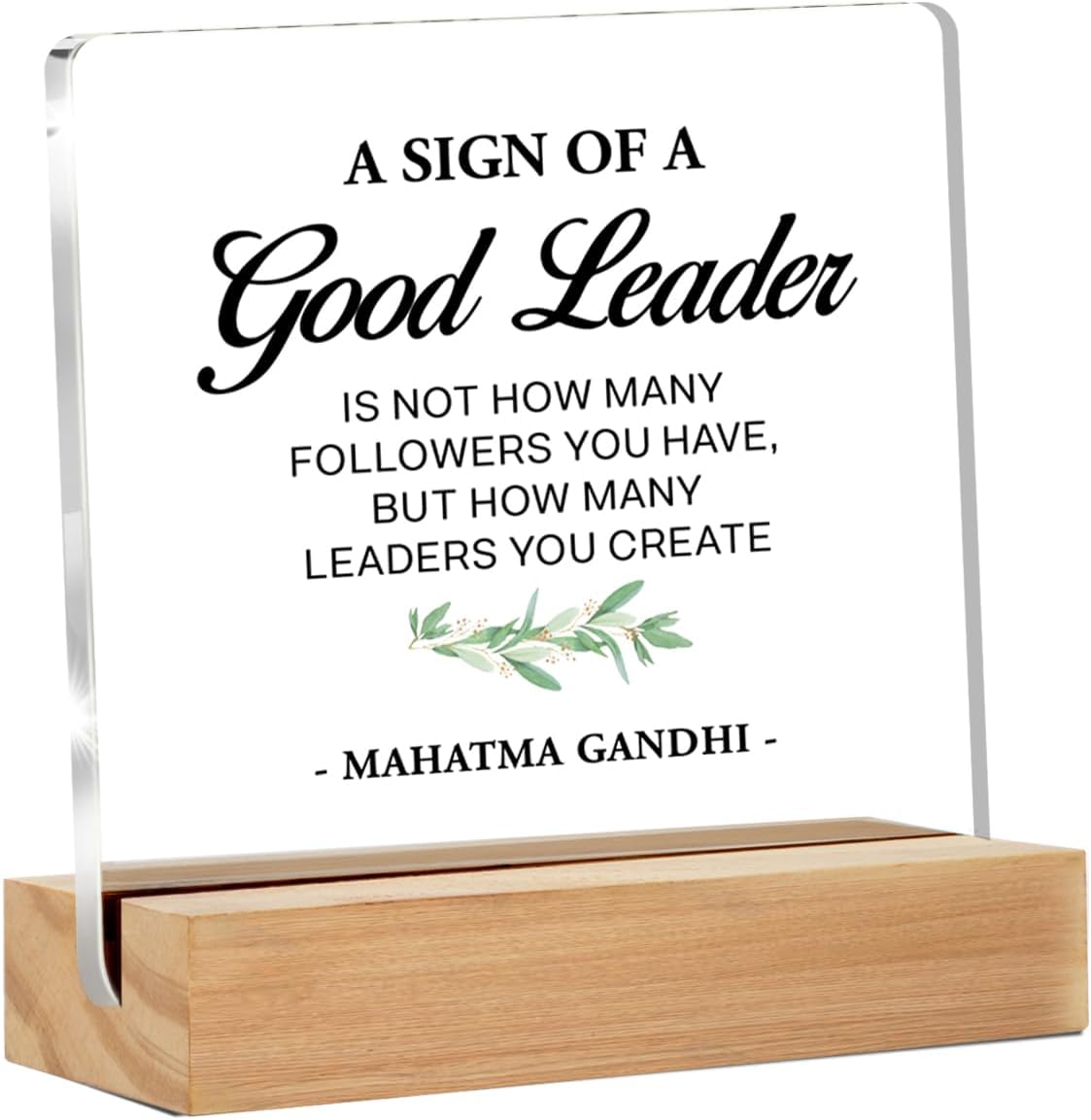 Auledio - Best Leader Gifts - Thank You Gift for Boss Mentor - Clear Desk Sign Decor Office Desk Decor (4 x 4 Inches)