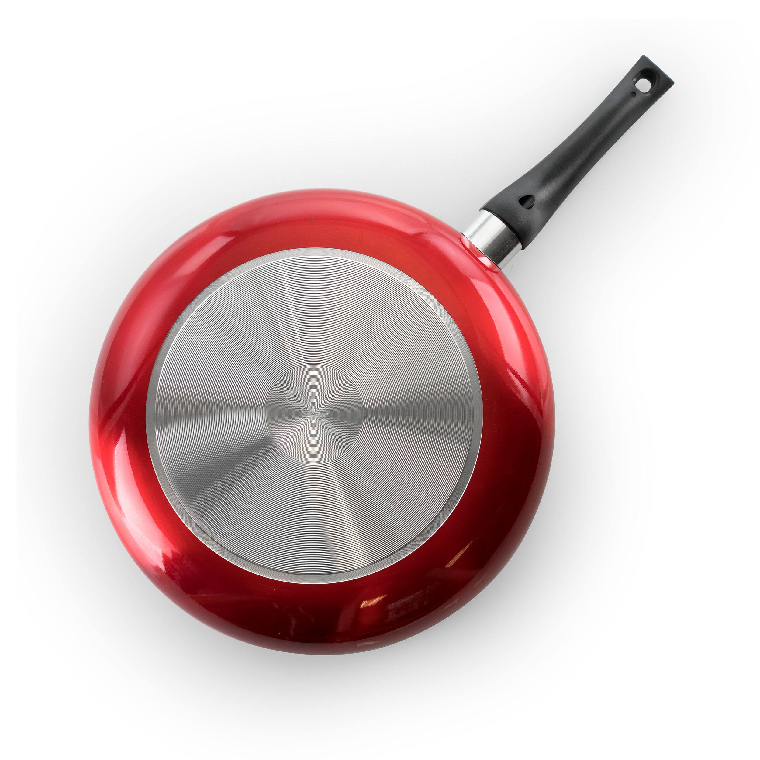 Alt View 3. Oster - Oster Merrion 12 Inch Aluminum Frying Pan in Red with Bakelite Handle - Red.