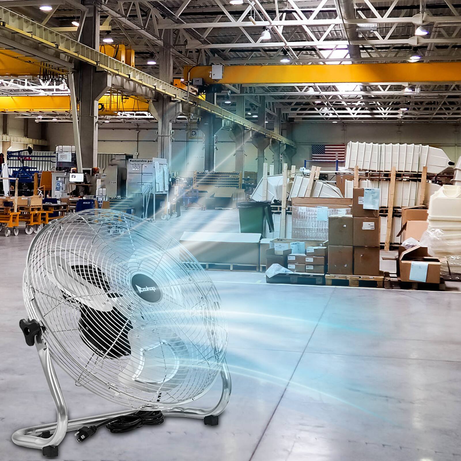 Alt View 7. Winado - 20" 3-Speed High Velocity Heavy Duty Metal Floor Fan with handle, 4860 CFM,90°~180°-Degree Tilt, Powerful Airflow Fan - Silver.