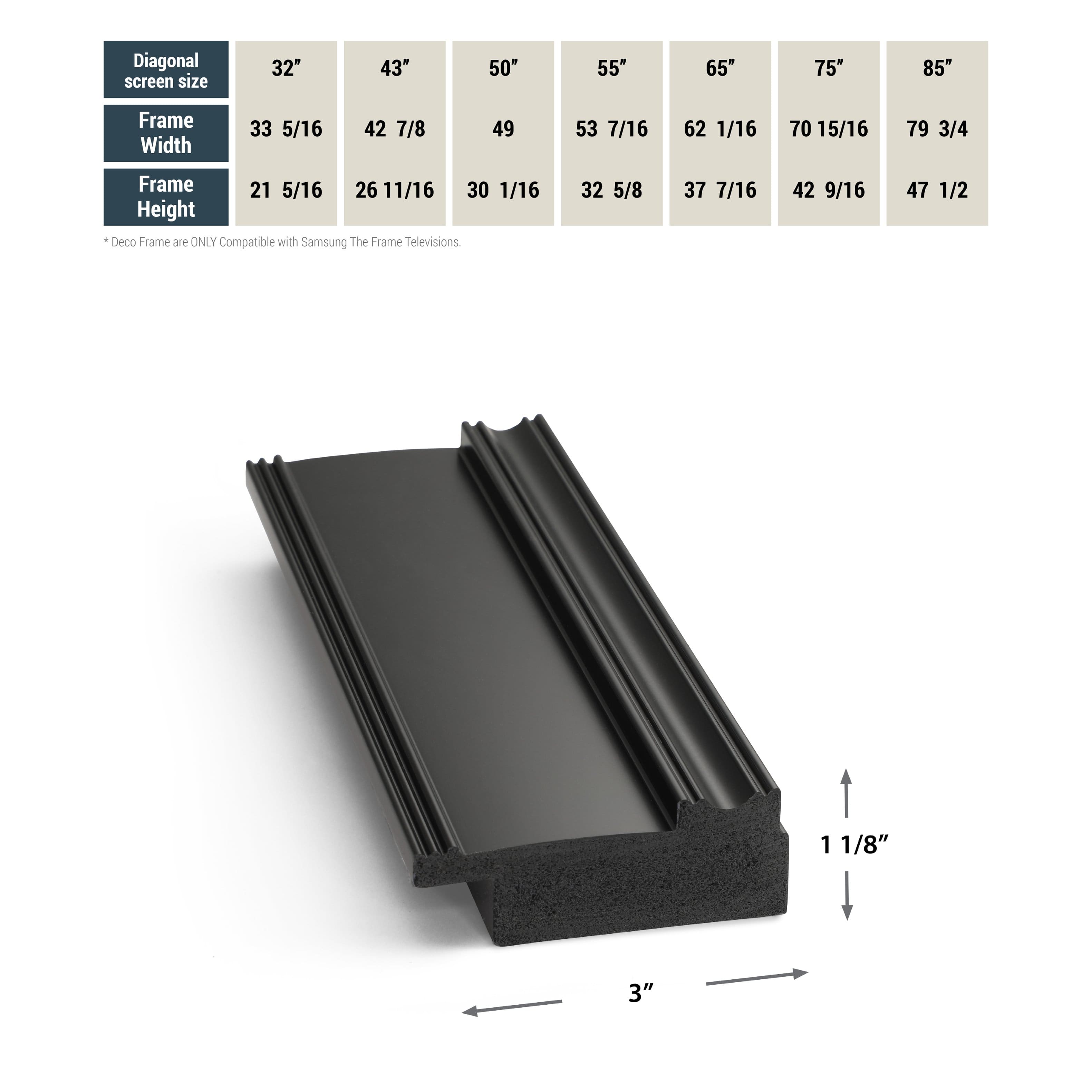 Alt View 13. Deco TV Frames - Premiere Bezel for Samsung the Frame TV - 50" - Black.