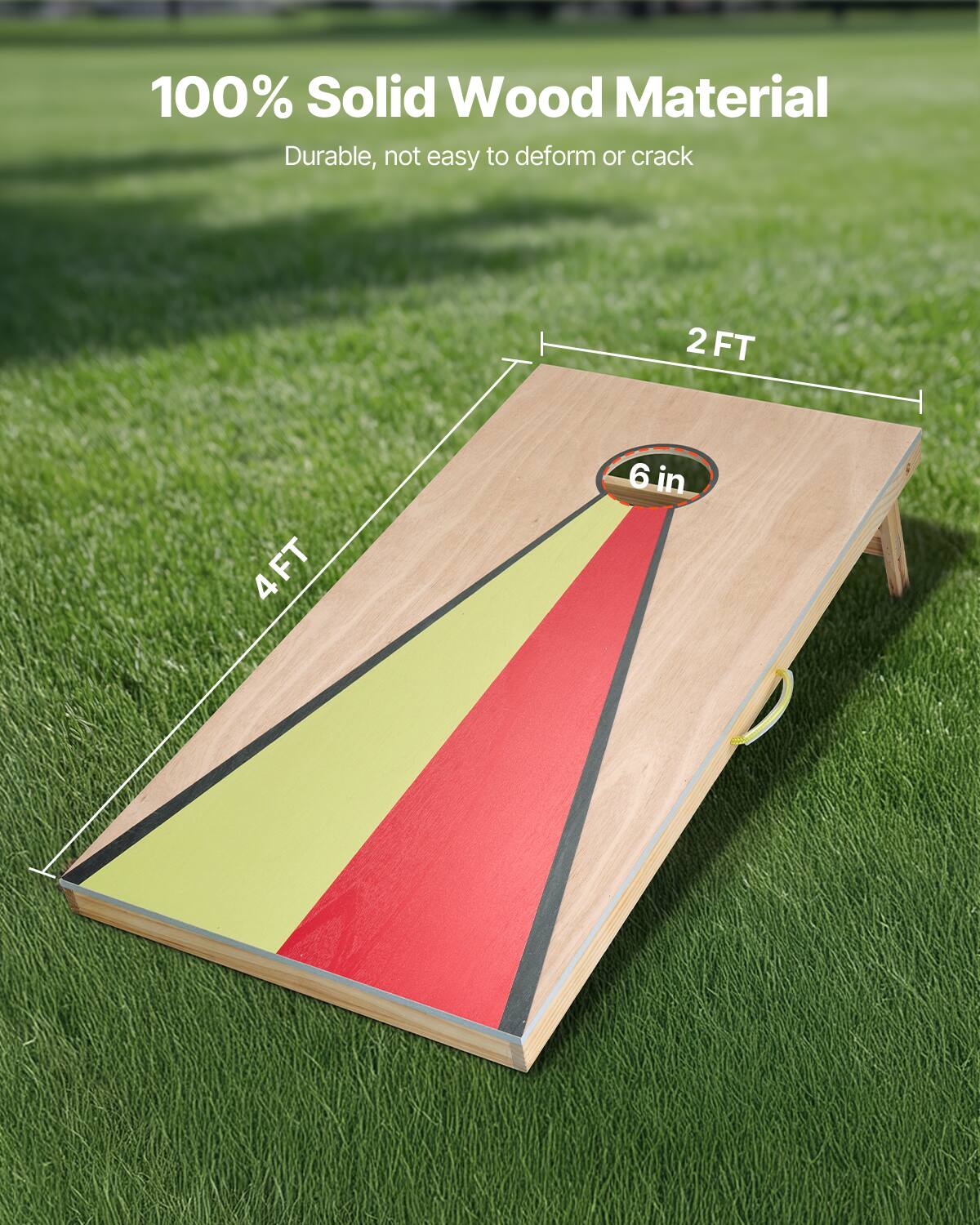 100% Solid Wood Material  
Durable, not easy to deform or crack  

2 FT  
4 FT  
6 in