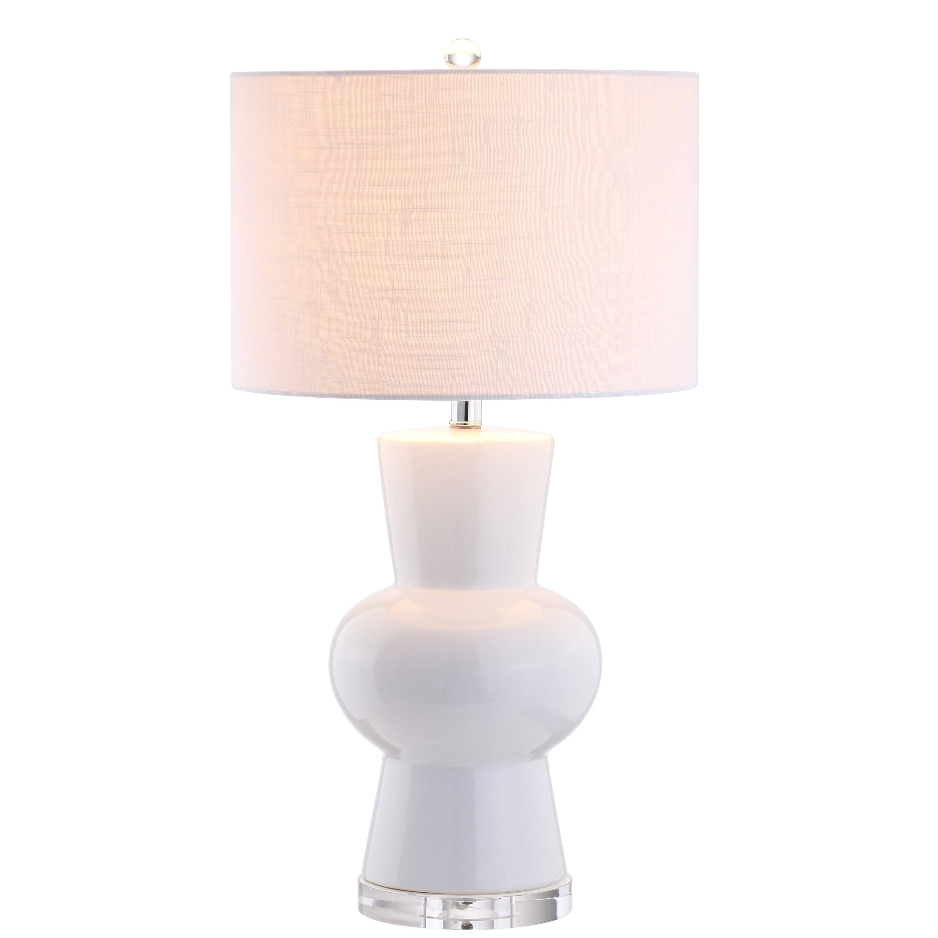 Front. Jonathan Y - Julia 28.5" Ceramic LED Table Lamp, White - White.
