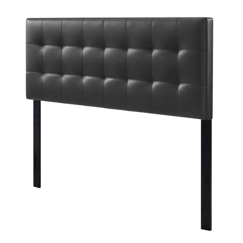 FurniFact - Upholstered Vinyl Queen Headboard with Elegant Design and Durable Finish - Black