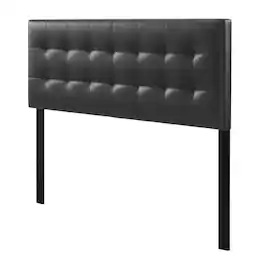 FurniFact - Upholstered Vinyl Queen Headboard with Elegant Design and Durable Finish - Black
