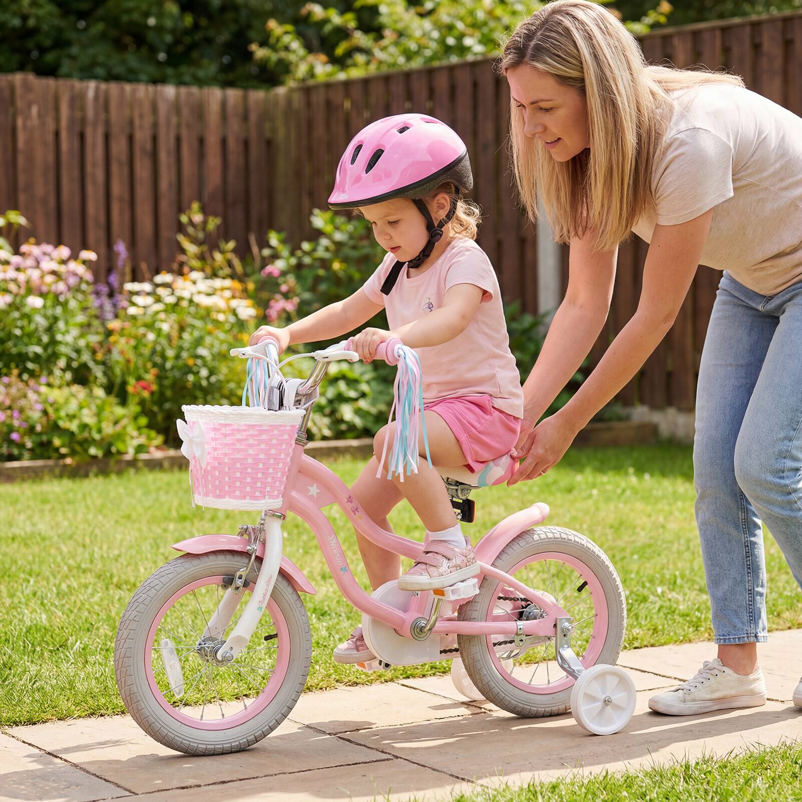 Alt View 3. Gymax - Gymax 12'' Kids Bike w/Training Wheels Hand Coaster Brakes Adjustable Seat Handlebar - Pink.