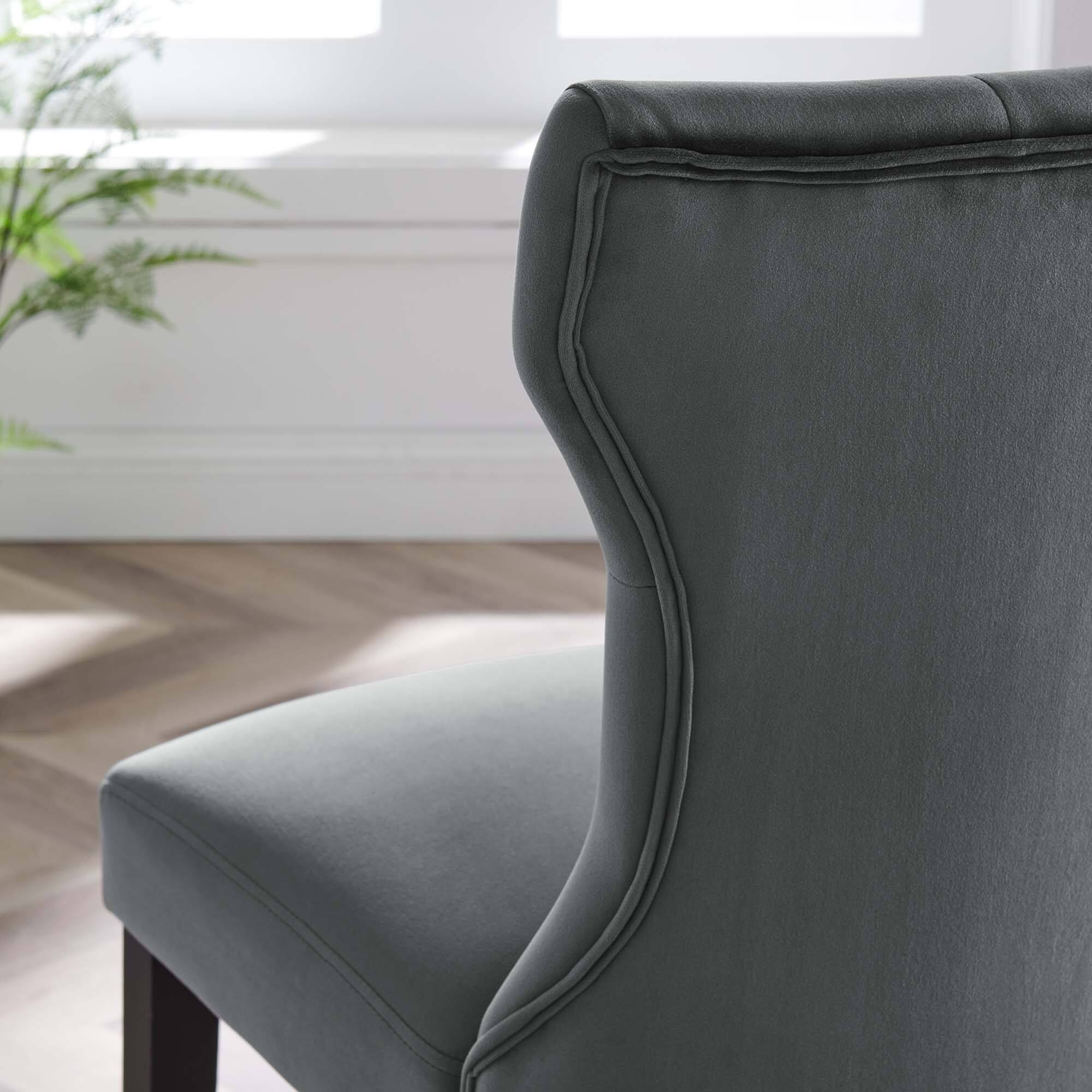 Back. Modway - Silhouette Performance Velvet Dining Chairs Set of 2 by Modway - Gray.