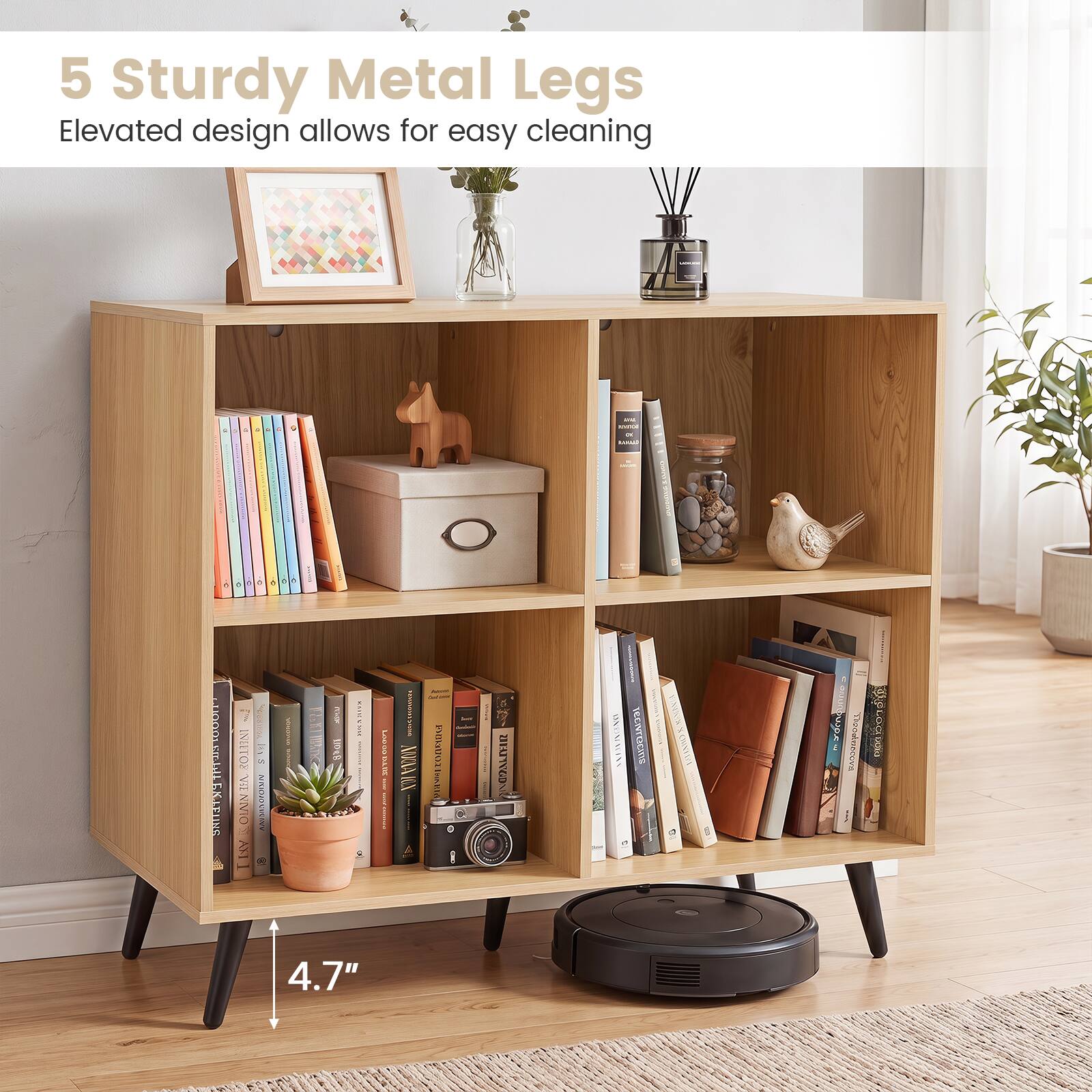 5 Sturdy Metal Legs  
Elevated design allows for easy cleaning  
4.7"
