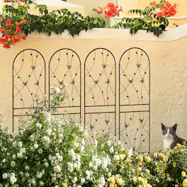 Loheer - 4 Pack Rustproof Metal Garden Trellis 5.9 ft x 1.64 ft for Climbing Plants Butterfly Decor