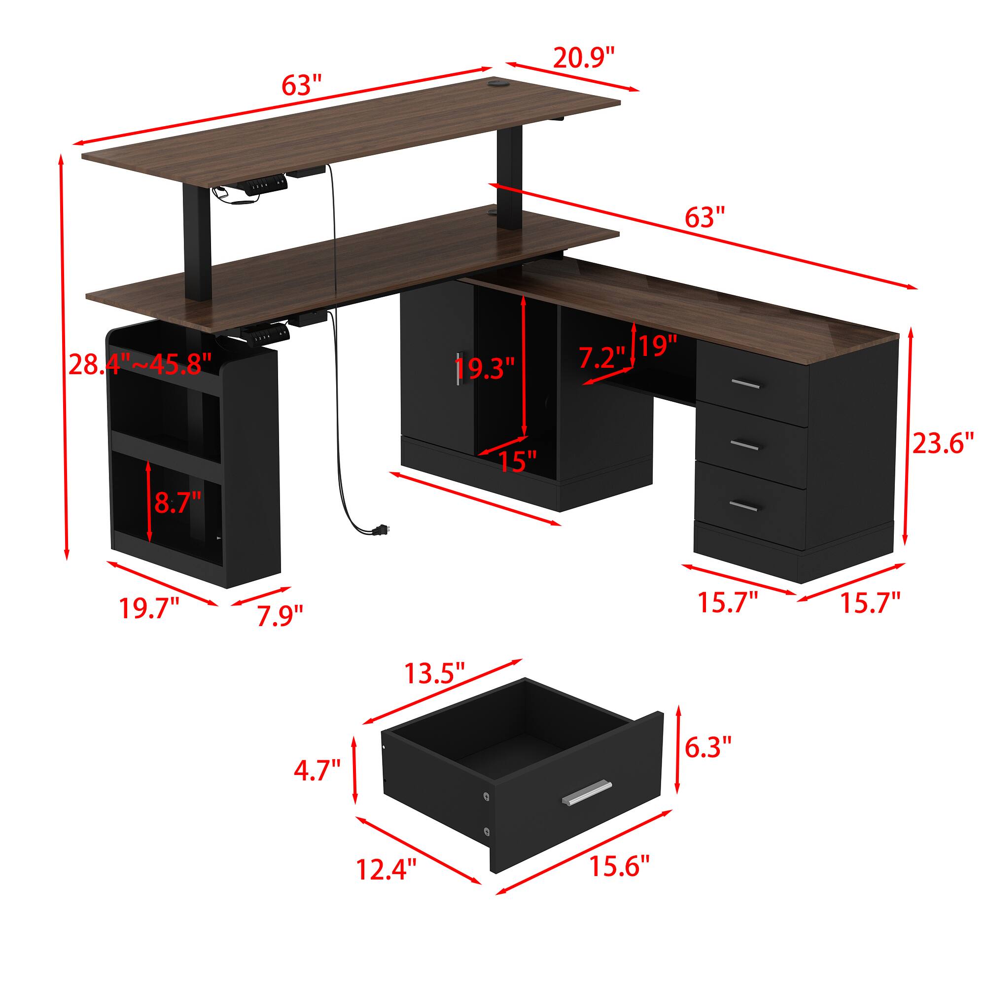 FUFU & GAGA FUFU&GAGA L Shaped Electric Standing Desk Adjustable