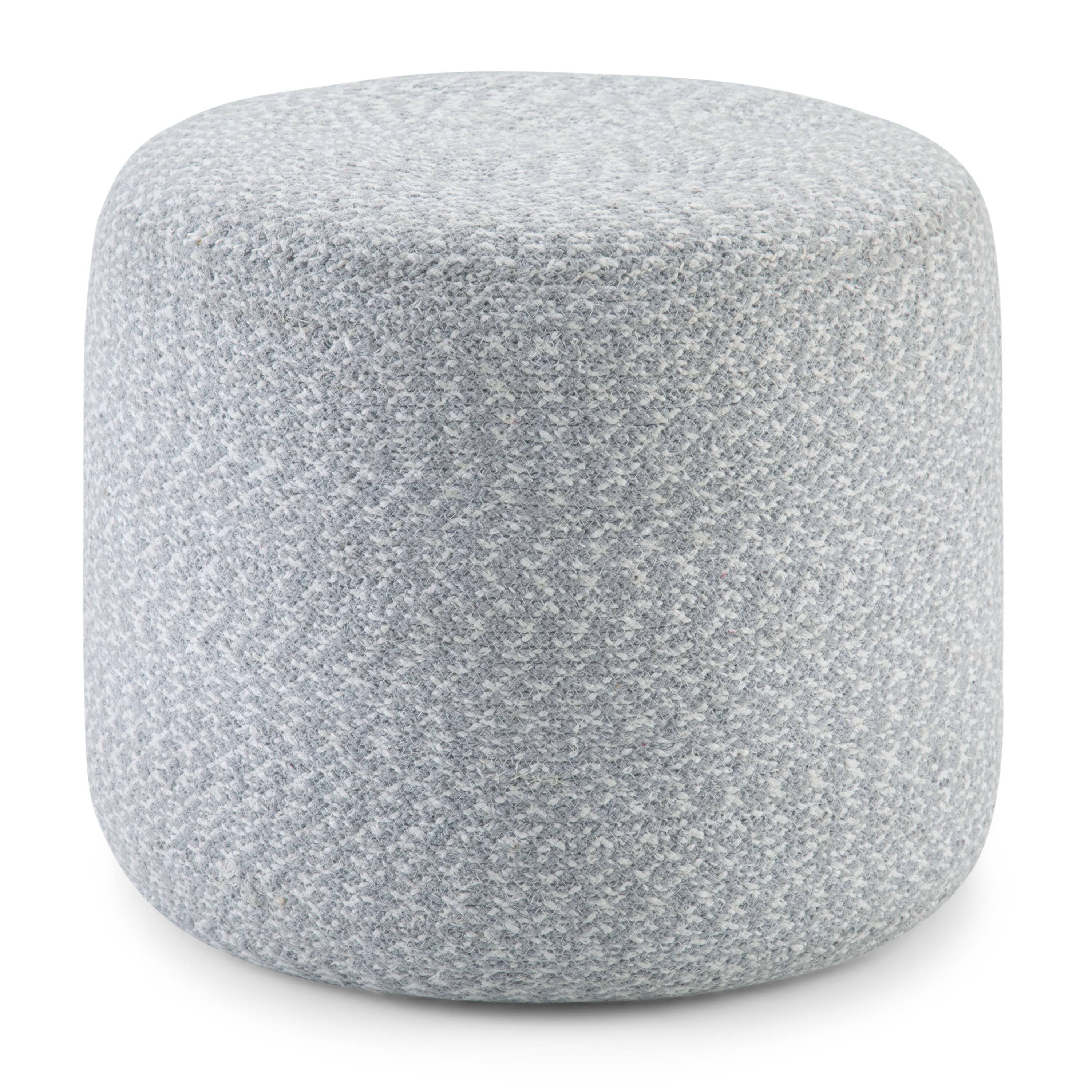 Angle. Simpli Home - Bayley Round Braided Pouf - Blue, Natural.