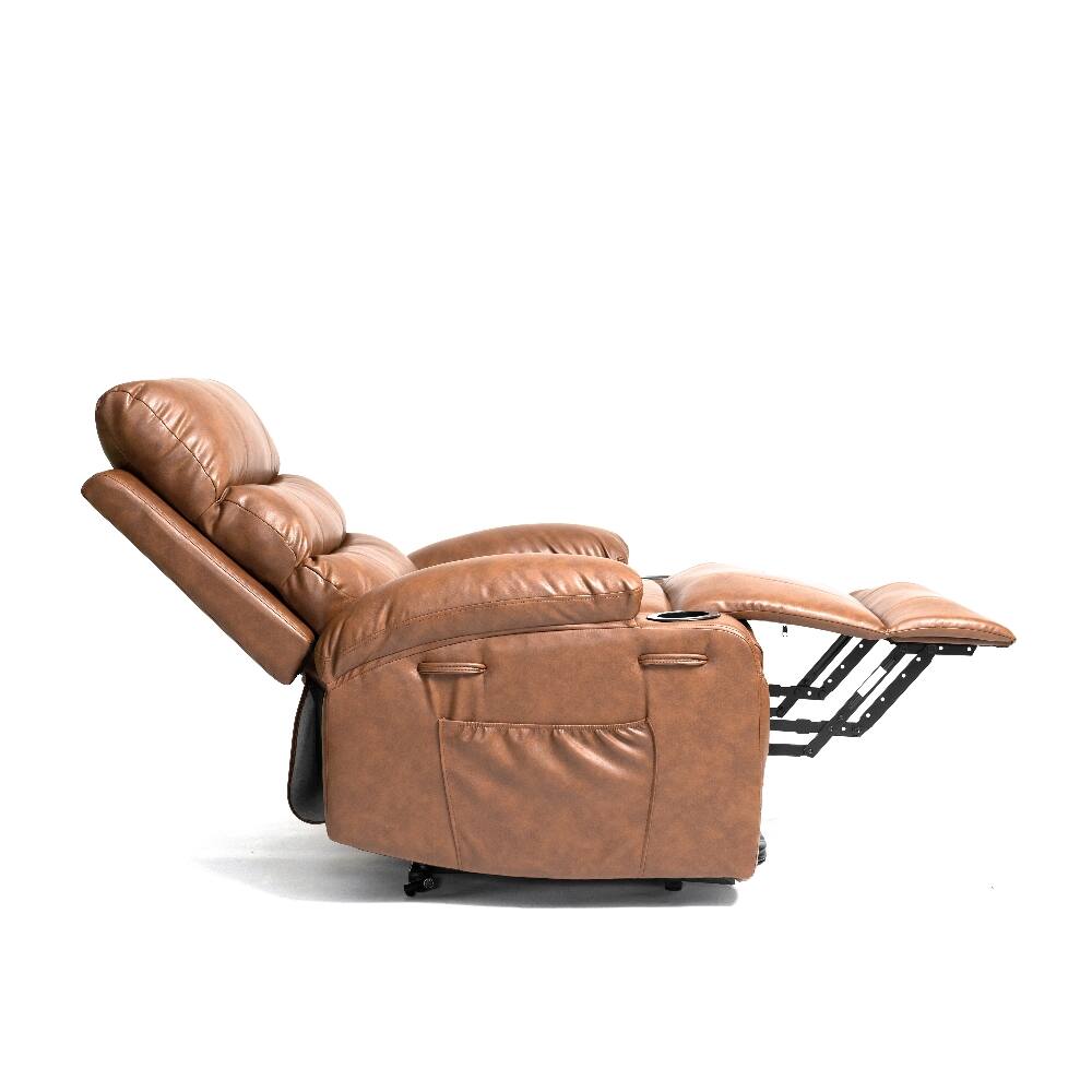Alt View 7. Ropilly - Ropilly electric power lift recliner chair, brown pu leather massage recliner, 21 inch wide seat lift chair - Brown.