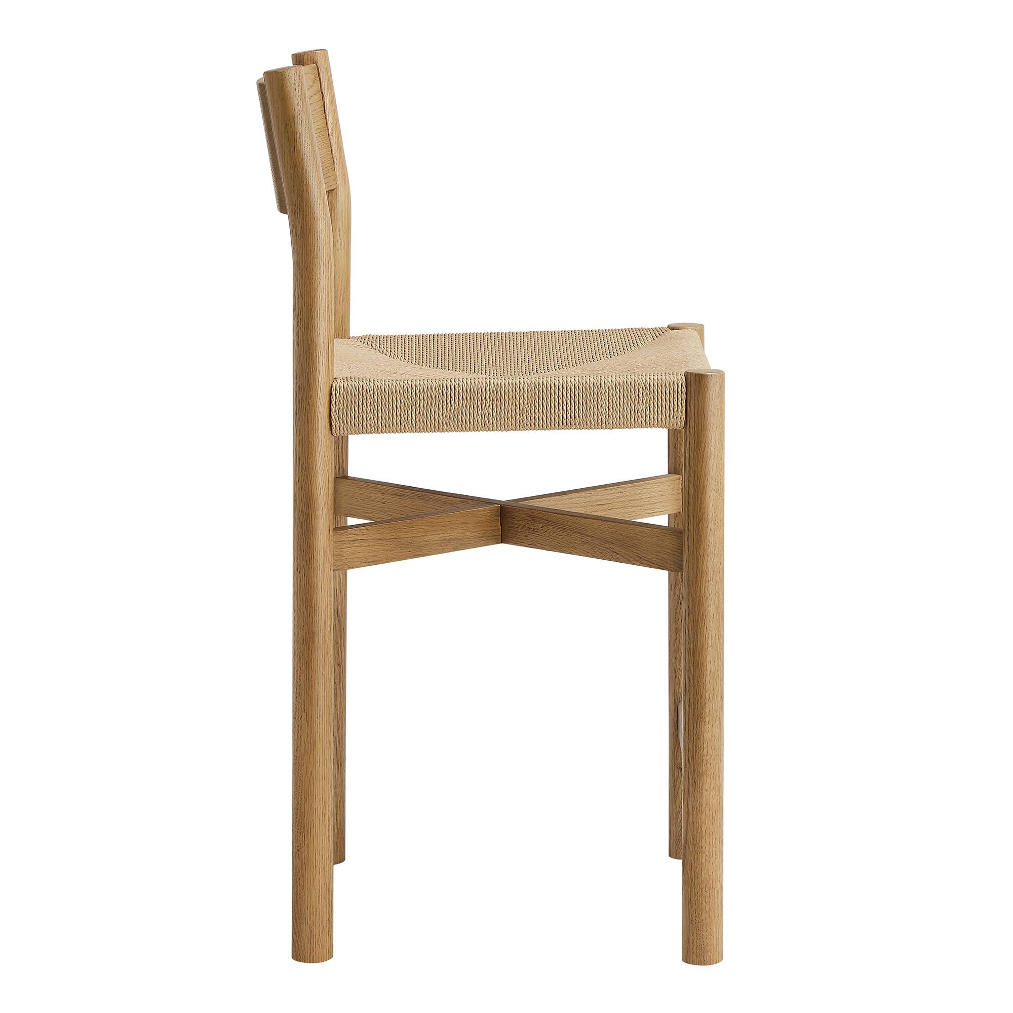 Alt View 3. Modway - Alvia Oak Wood Counter Stools With Woven Seats Set of 2 by Modway - Weathered Oak.