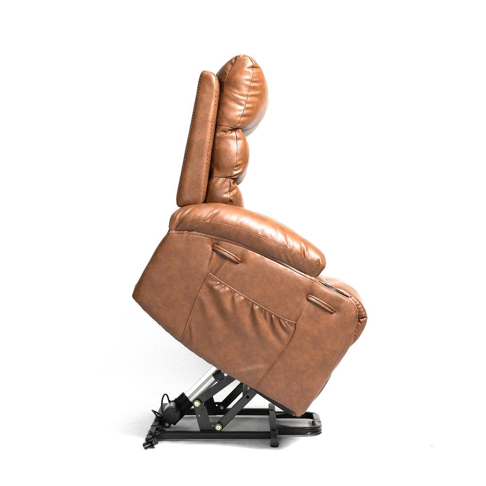 Alt View 3. Ropilly - Ropilly electric power lift recliner chair, brown pu leather massage recliner, 21 inch wide seat lift chair - Brown.