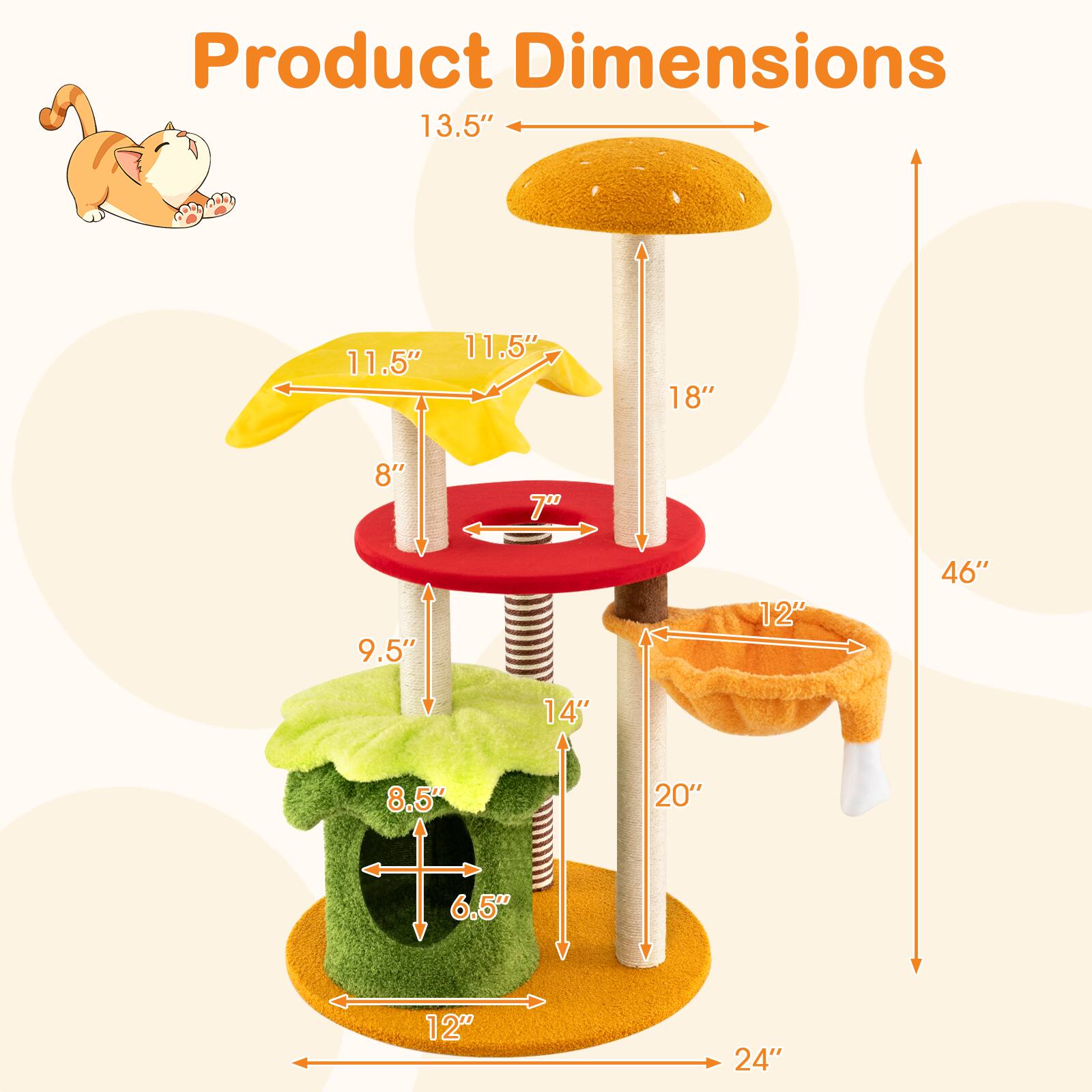 Product Dimensions: 13.5" x 11.5" x 11.5" x 18" x 8" x 7" x 9.5" x 12" x 46" x 14" x 8.5" x 20" x 6.5" x 12" x 24"
