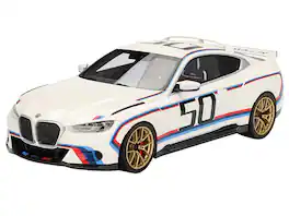 BMW M4 3.0 CSL #50 White with Blue and Red Stripes 1/18 Model Car by Top Speed