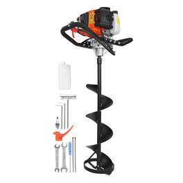 VEVOR - Gas Powered Ice Auger, 52CC 2-Stroke Ice Fishing Augers with 8" Steel Drill Bit, Cold-Resistant Post Hole Digger - Black
