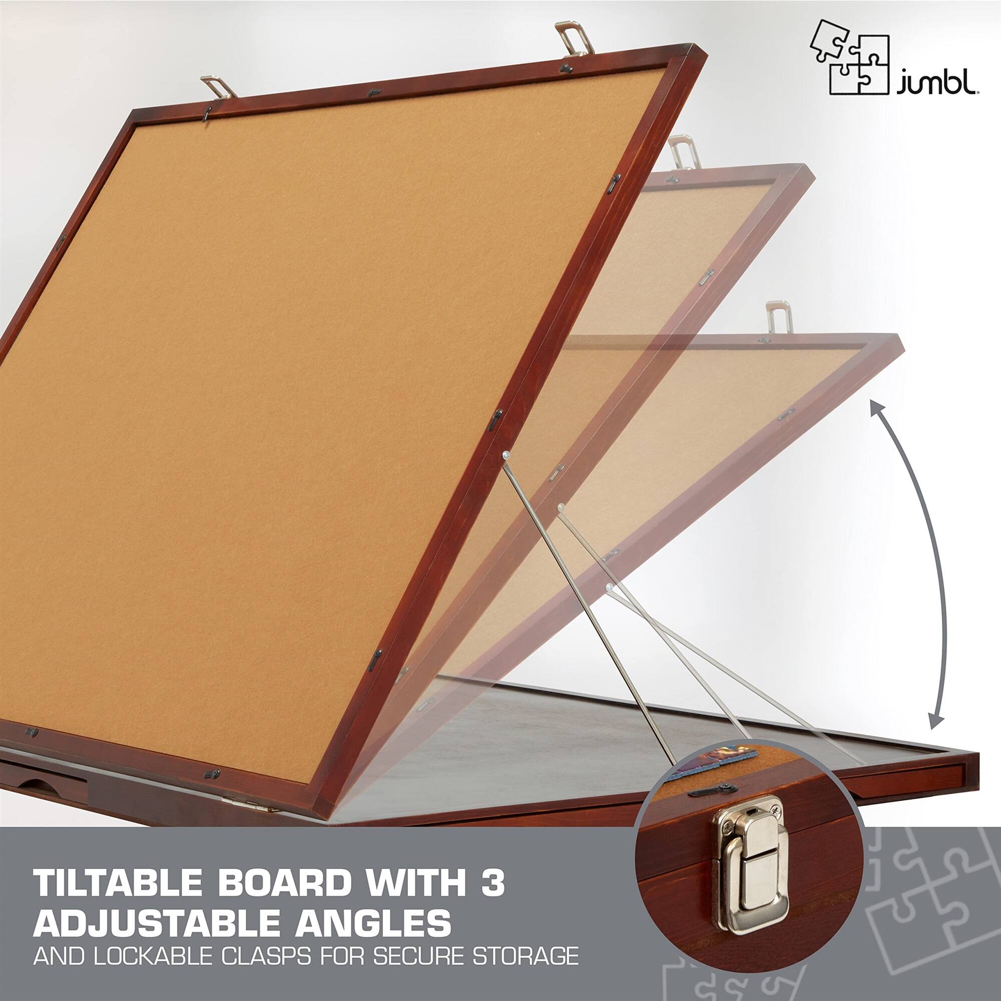 jumbl TILTABLE BOARD WITH 3 ORAGE ANGLES AND LOCKABLE CLASPS FOR SECURE STORAGE