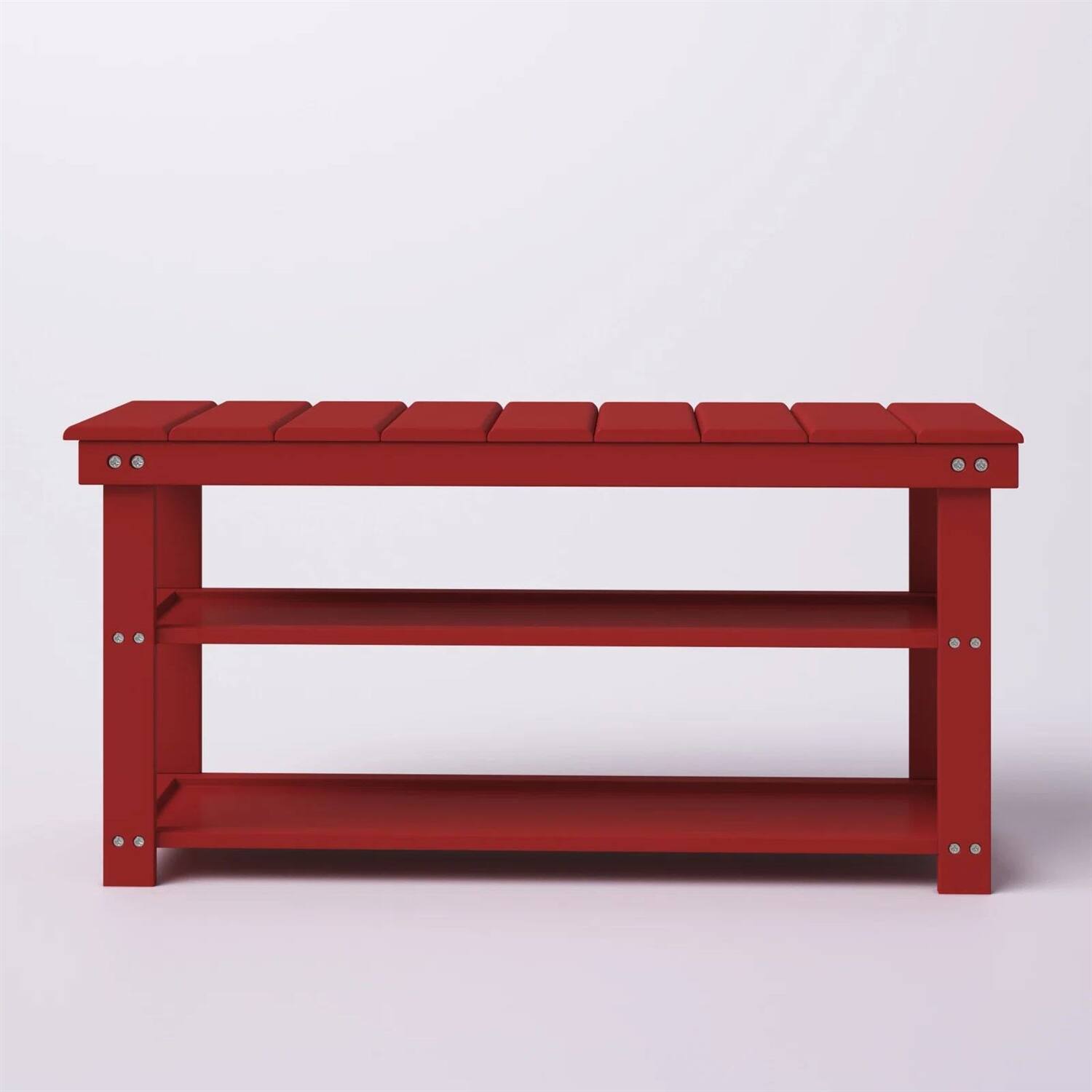 Left. Hivvago - Red Wooden 2-Shelf Shoe Rack Storage Bench for Entryway or Closet - Red.