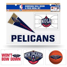 Rico Industries - New Orleans Pelicans NBA Set of 6 Removable Wall Decal Stickers - Multi