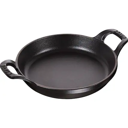 Front. Staub - Staub Cast Iron 6-inch Round Gratin Baking Dish - Matte Black - Matte Black.