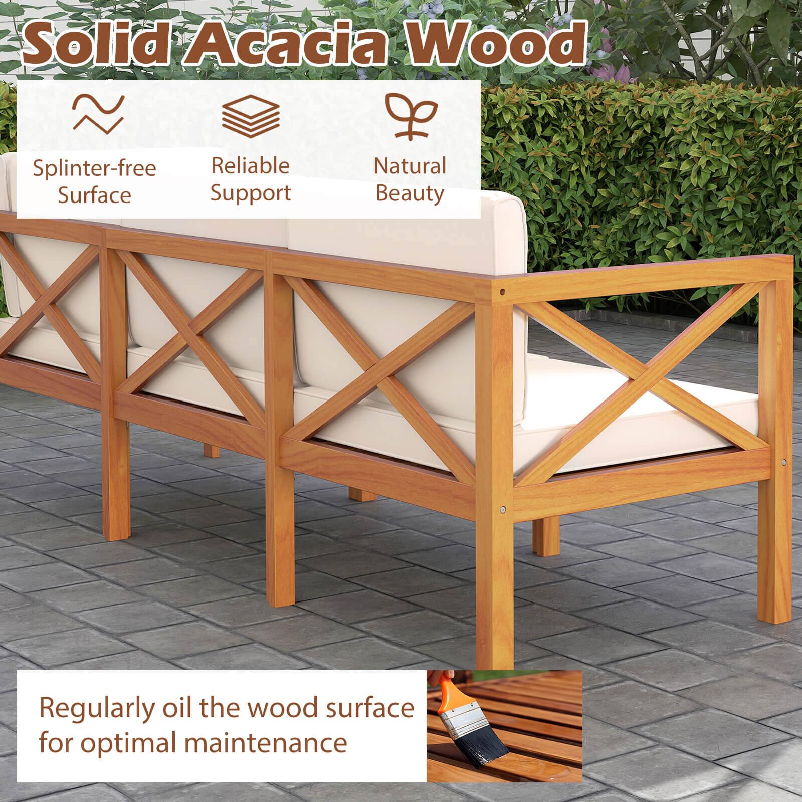Solid Acacia Wood, Splinter-free, Reliable Support, Natural Beauty, Regularly oil the wood surface for optimal maintenance