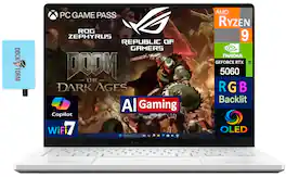 ASUS - ROG Zephyrus G14 GA403UM Laptop 14.0 2.8K (AMD Ryzen 9 270, 16GB LPDDR5X, 1TB PCIe SSD, Win 11 Pro) w/USB Hub - Platinum White