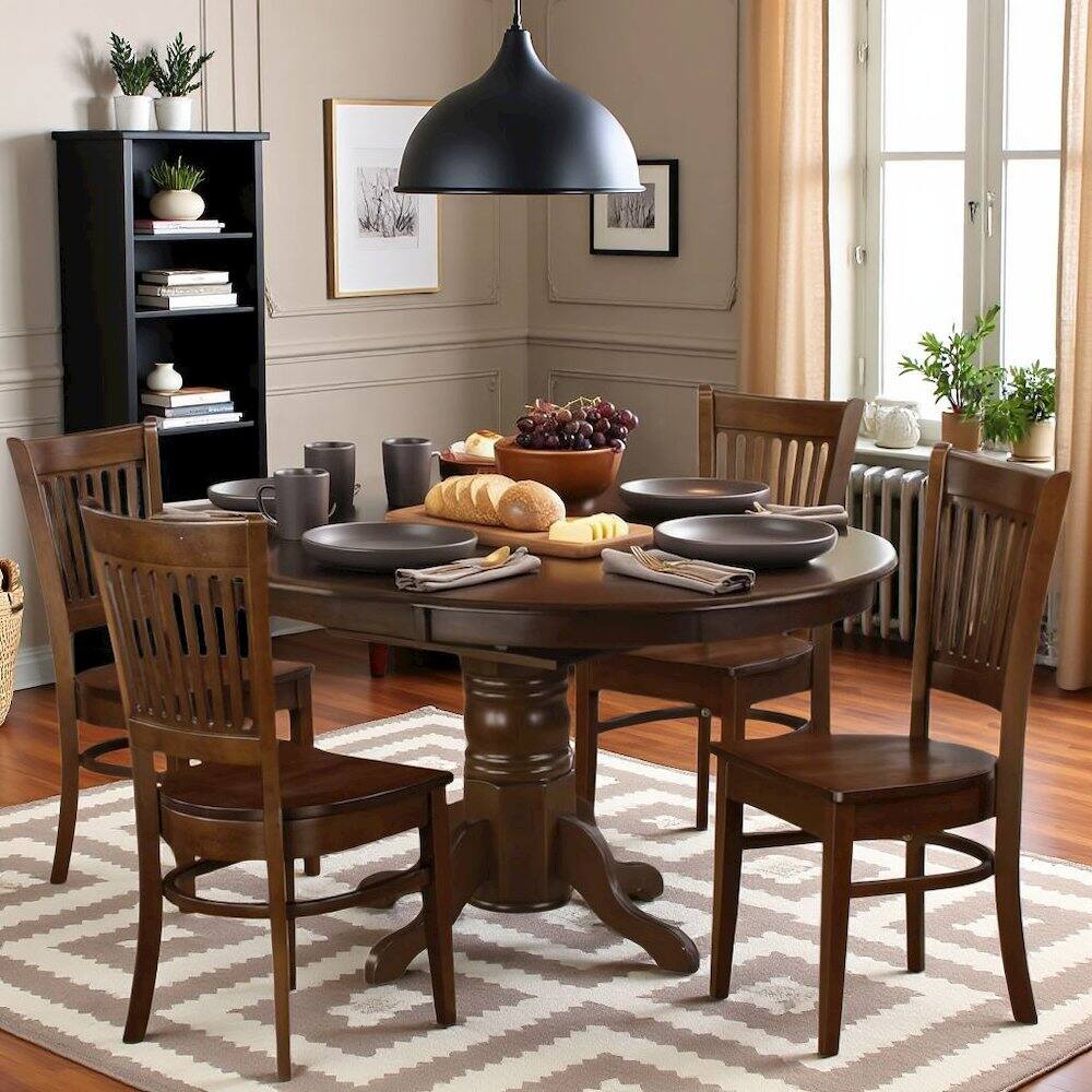 Alt View 6. FurniFact - Solid Wood 5 Pc Dining Table Set with 4 Chairs - Espresso.