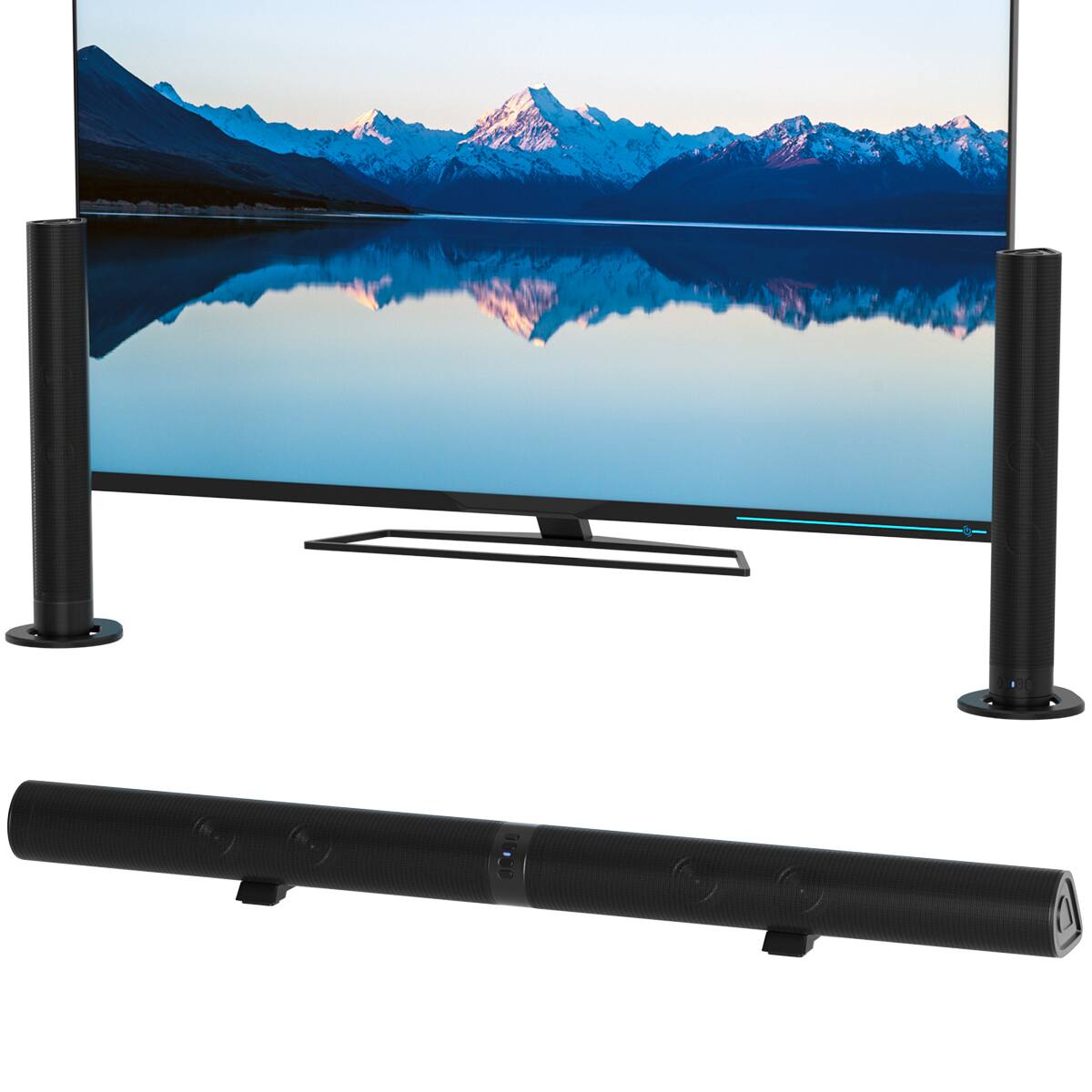 Front. Topteng - ​​BS-56 2.0ch Detachable Bluetooth 5.3 Soundbar with Wireless Subwoofer Portable Home Theater for TV/PC​ - Black.