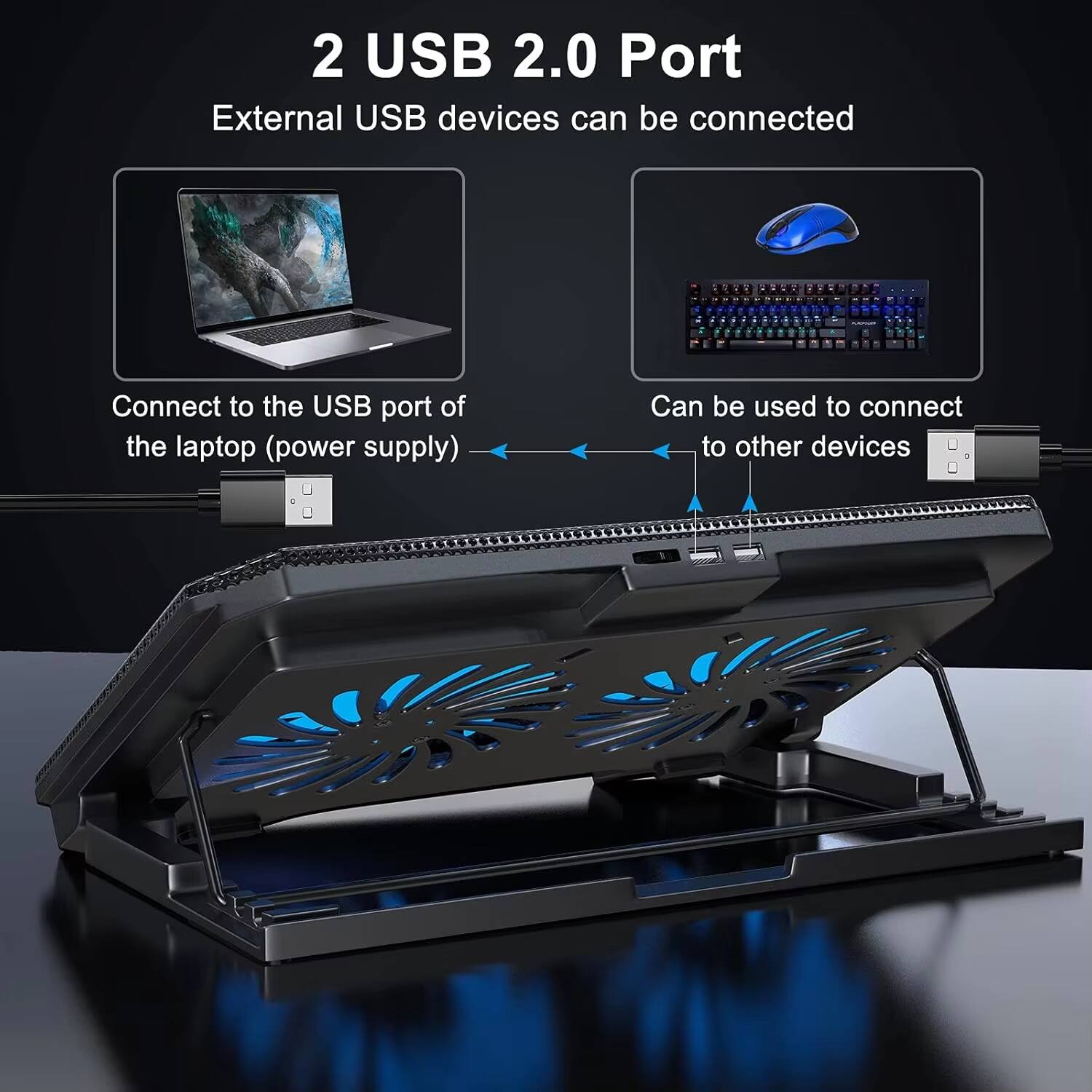 2 USB 2.0 Port

External USB devices can be connected

Connect to the USB port of the laptop (power supply)

Can be used to connect to other devices