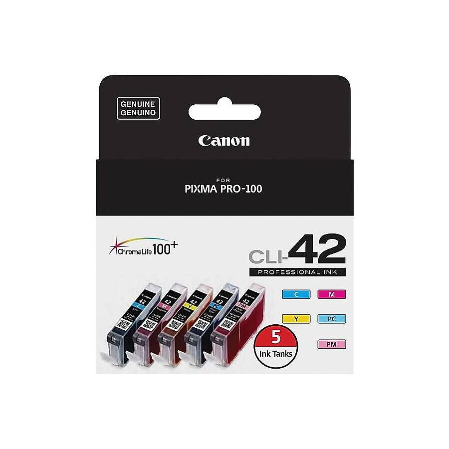 GENUINE GENUINO

Canon

FOR PIXMA PRO-100

Kommalit ChromaLife 100+

CLI-42 PROFESSIONAL INK

42 ml

42 42 42 PC PM

5 Ink Tanks

C M Y PC PM