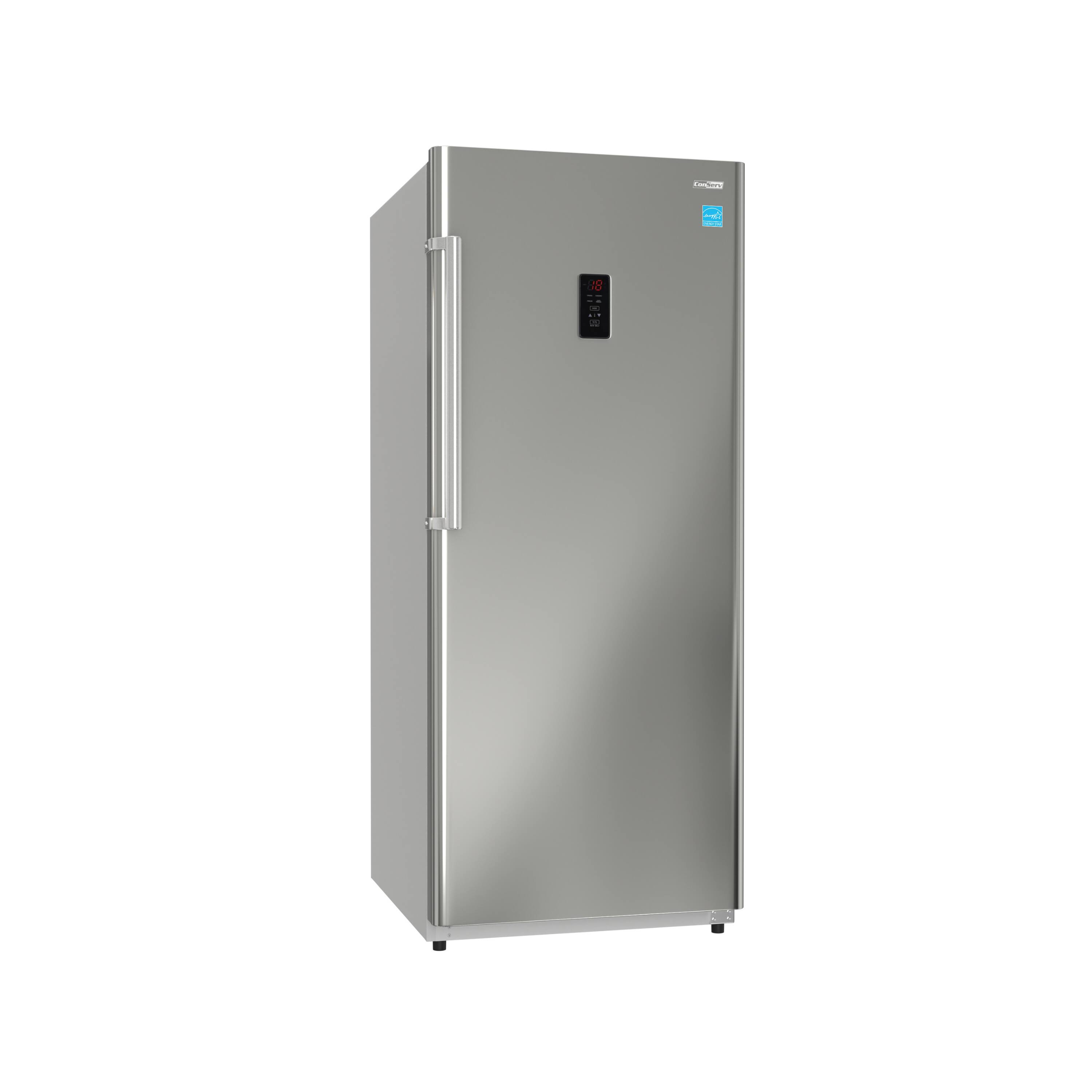 Angle. Conserv - Conserv 14cf Garage Ready Upright Freezer CONVERTIBLE Refrigerator 28" Energy Star 110V Reversible - Stainless.