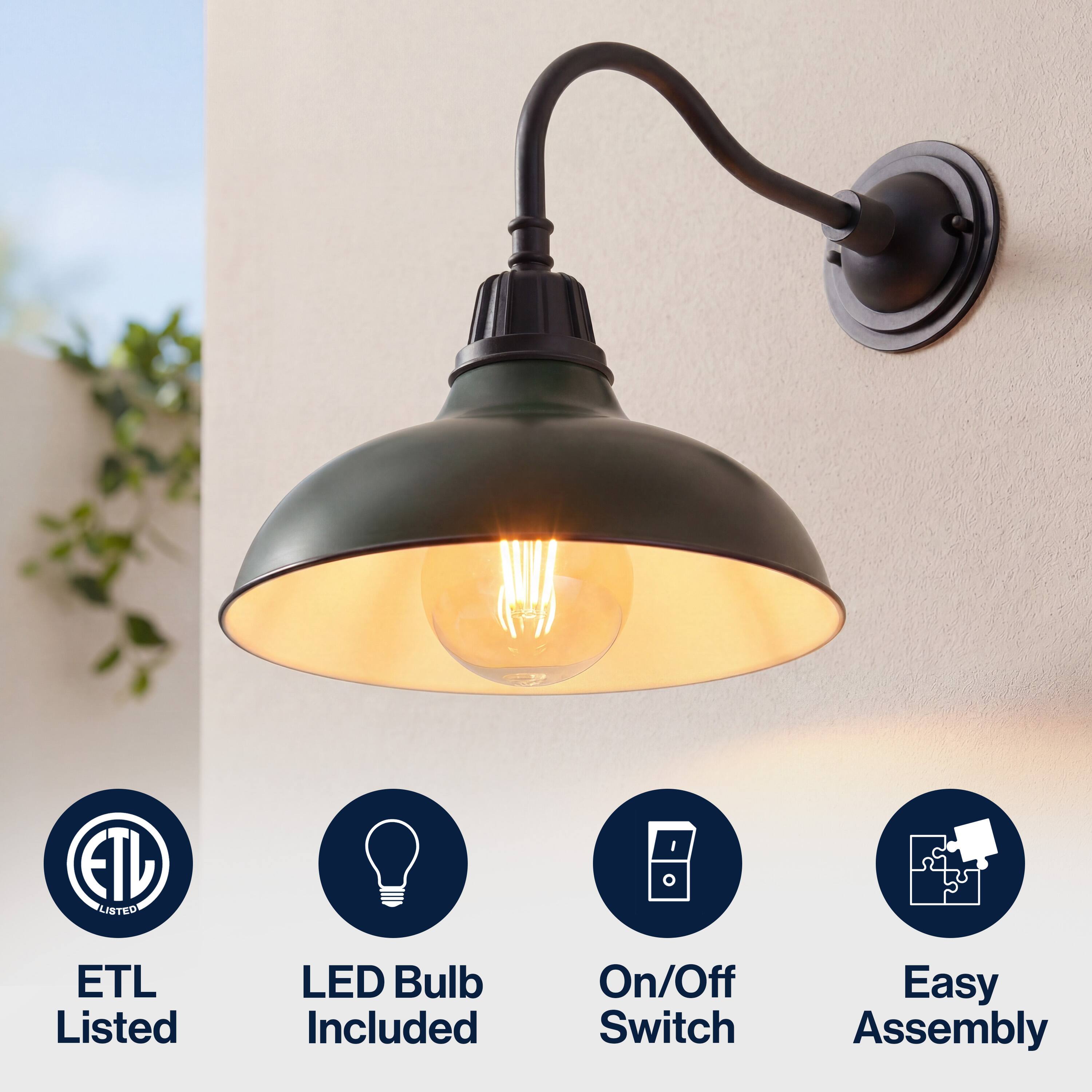 ETL Listed  
LED Bulb Included  
On/Off Switch  
Easy Assembly