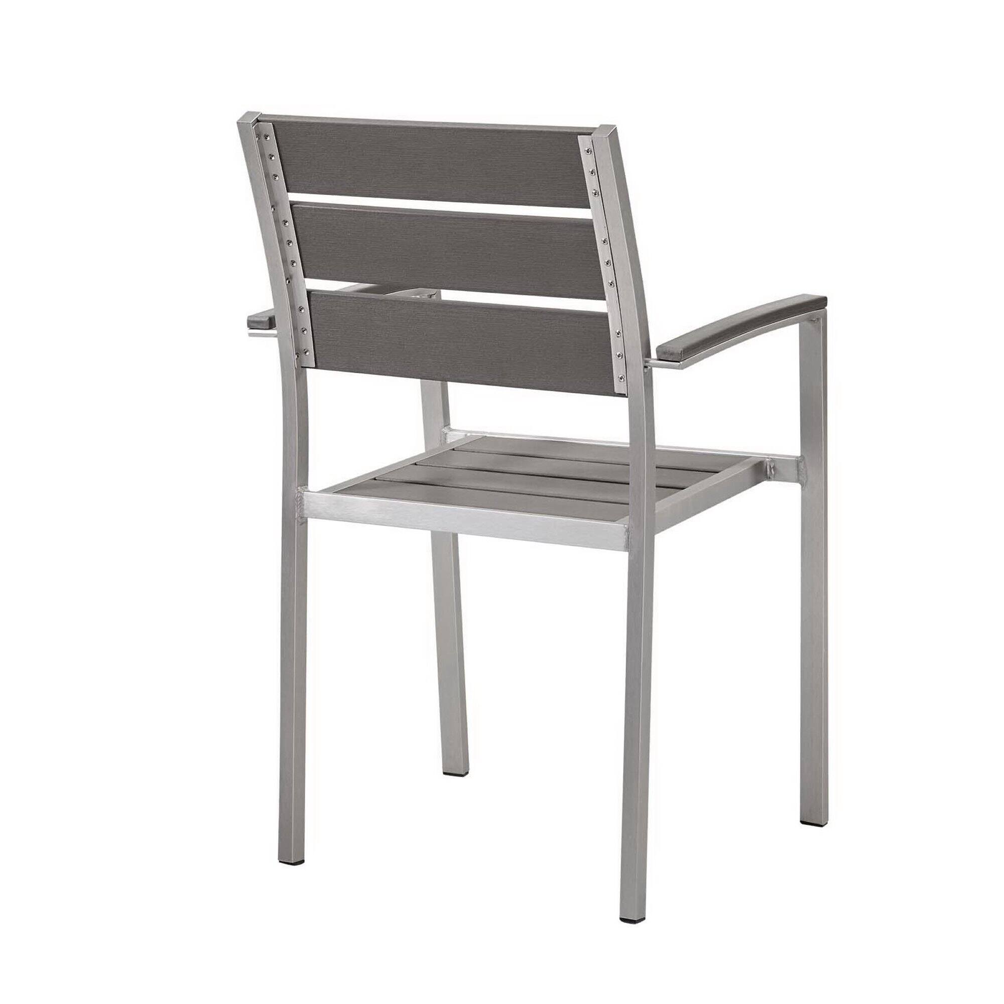 Back. Modway - Shore Outdoor Patio Aluminum Dining Armchair by Modway - Silver Gray.
