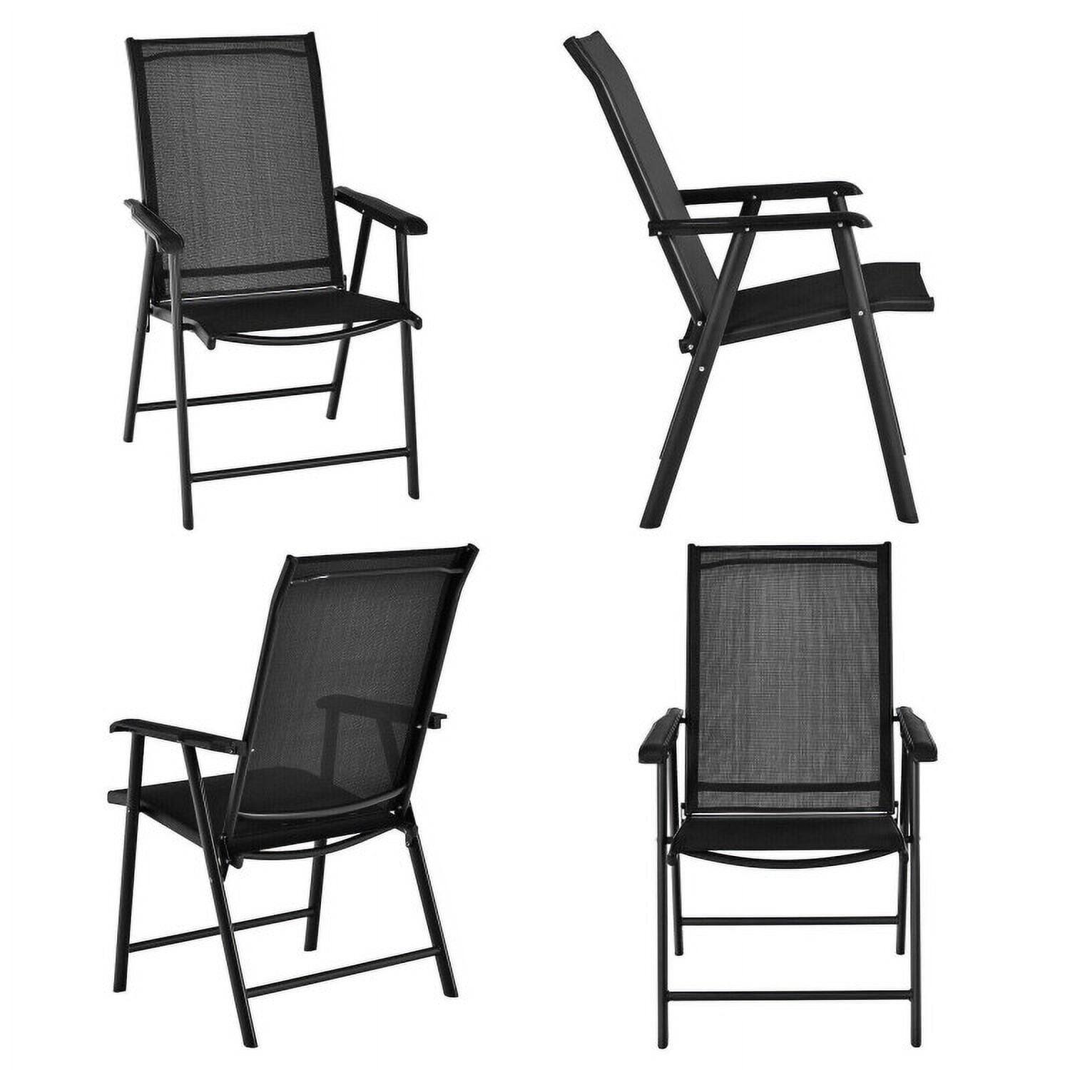 Alt View 6. Kadyn - Set of 2 Outdoor Patio Folding Chair with Ergonomic Armrests, Outdoor Dining Chair for Outside Patio-Black - Black.