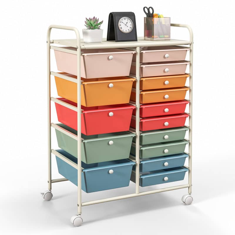 WELLFOR - 15 Drawer Rolling Storage Cart, Drawer Organizer with Wheels, Scrapbook Paper Office School Organizer - Deep Multicolor price history on PriceWatchPro