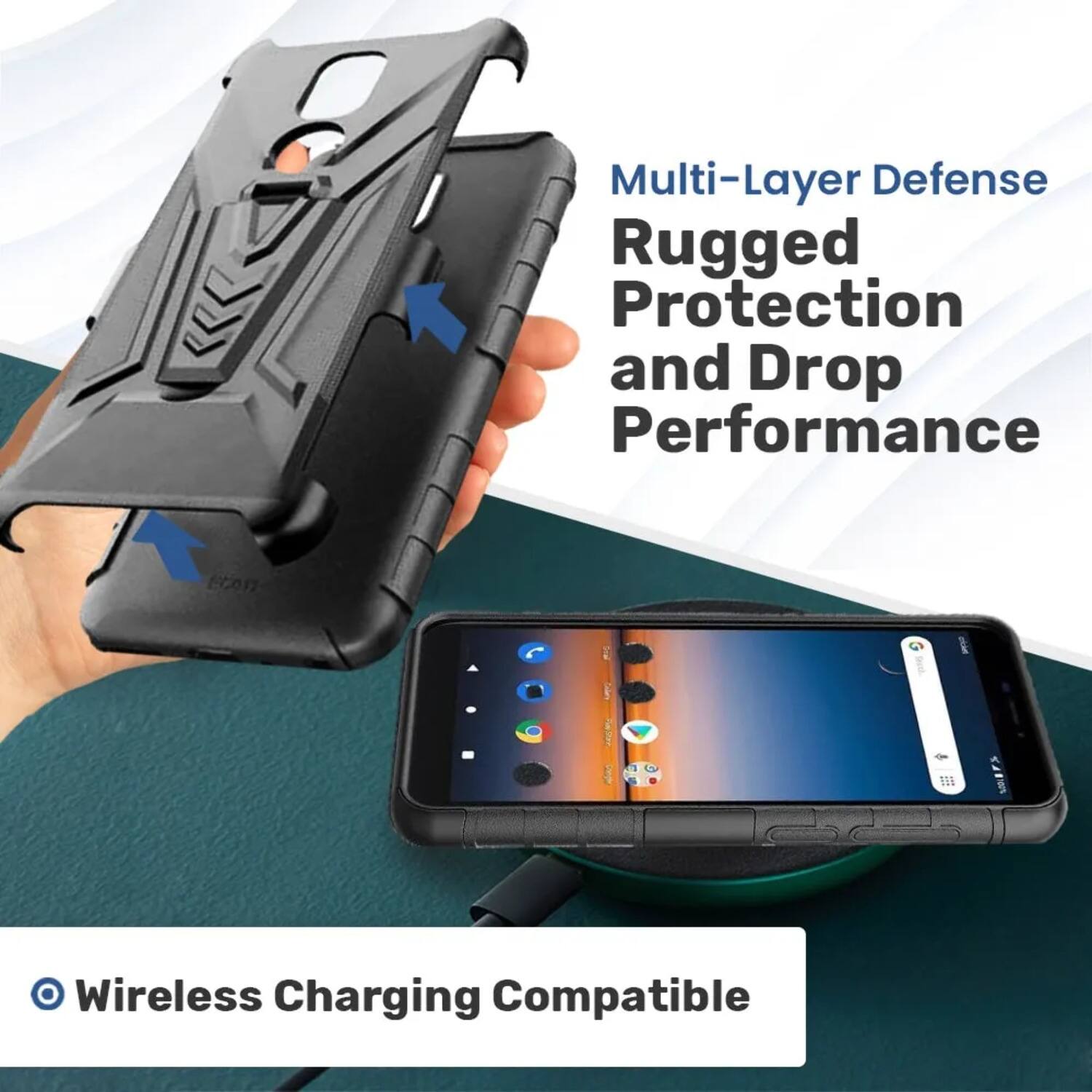 Multi-Layer Defense  
Rugged Protection and Drop Performance  
Wireless Charging Compatible