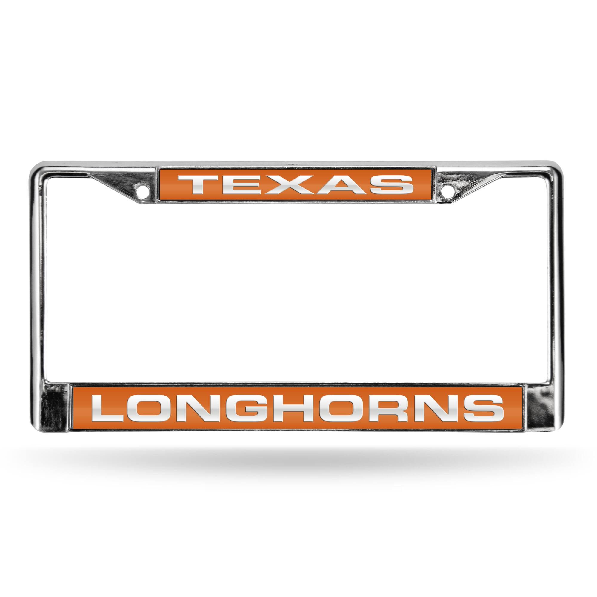 Texas Longhorns Chrome Metal Laser Cut License Plate Frame
