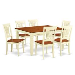 East West Furniture - 7 Pc Kitchen table set with a Dining Table and 6 Wood Kitchen Chairs in Buttermilk and Cherry - Buttermilk & Cherry