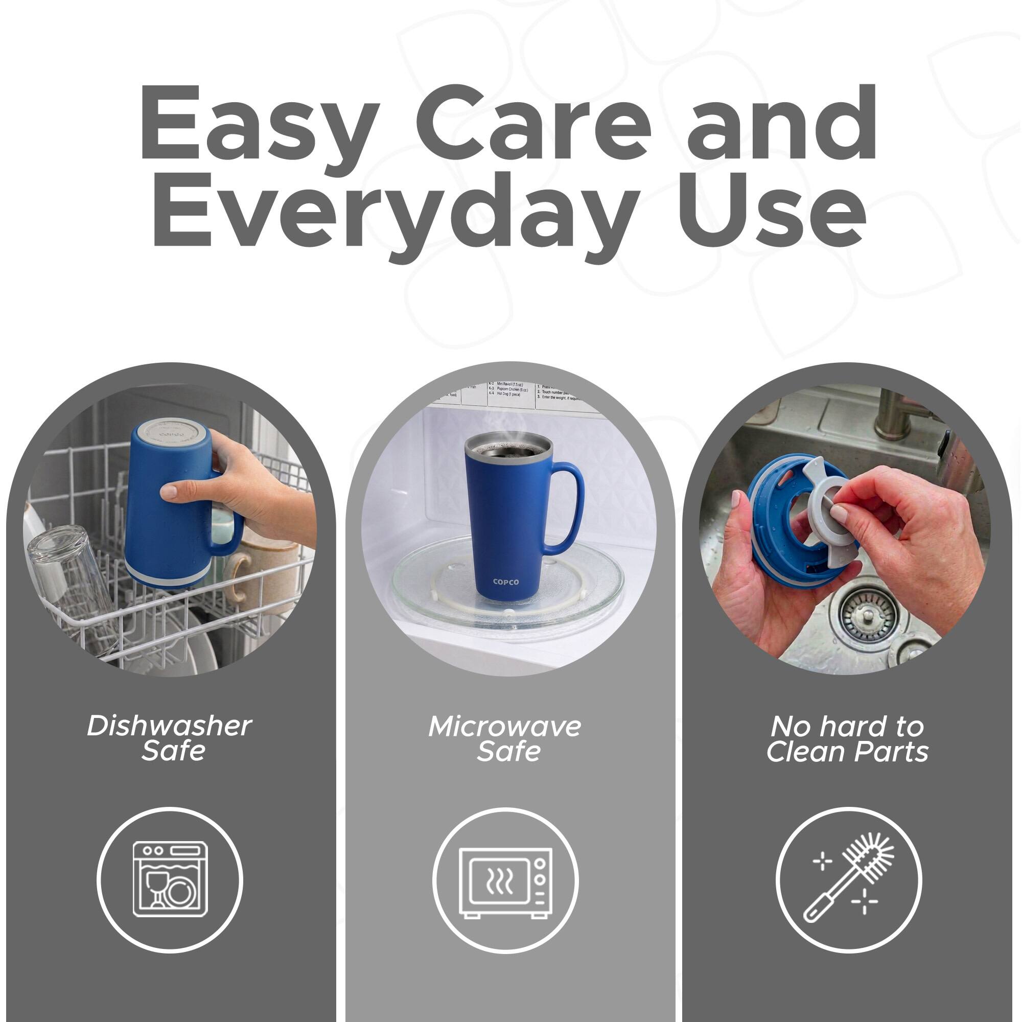 Easy Care and Everyday Use - Dishwasher Safe, Microwave Safe, No hard to Clean Parts
