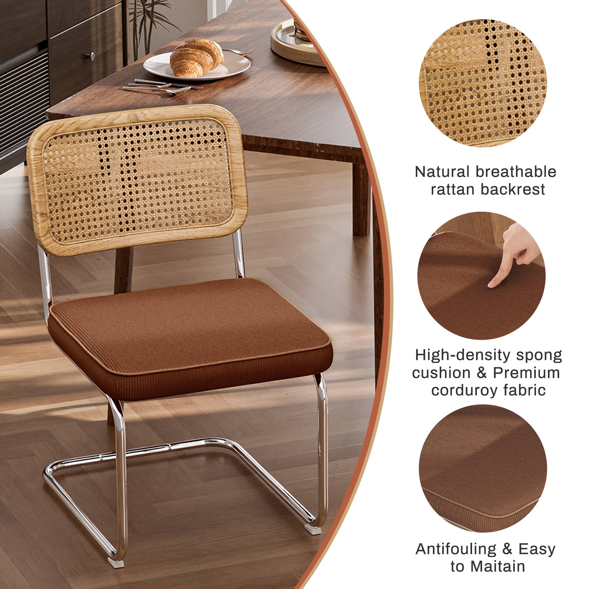 Natural breathable rattan backrest, high-density sponge cushion, premium corduroy fabric, antifouling, and easy to maintain.