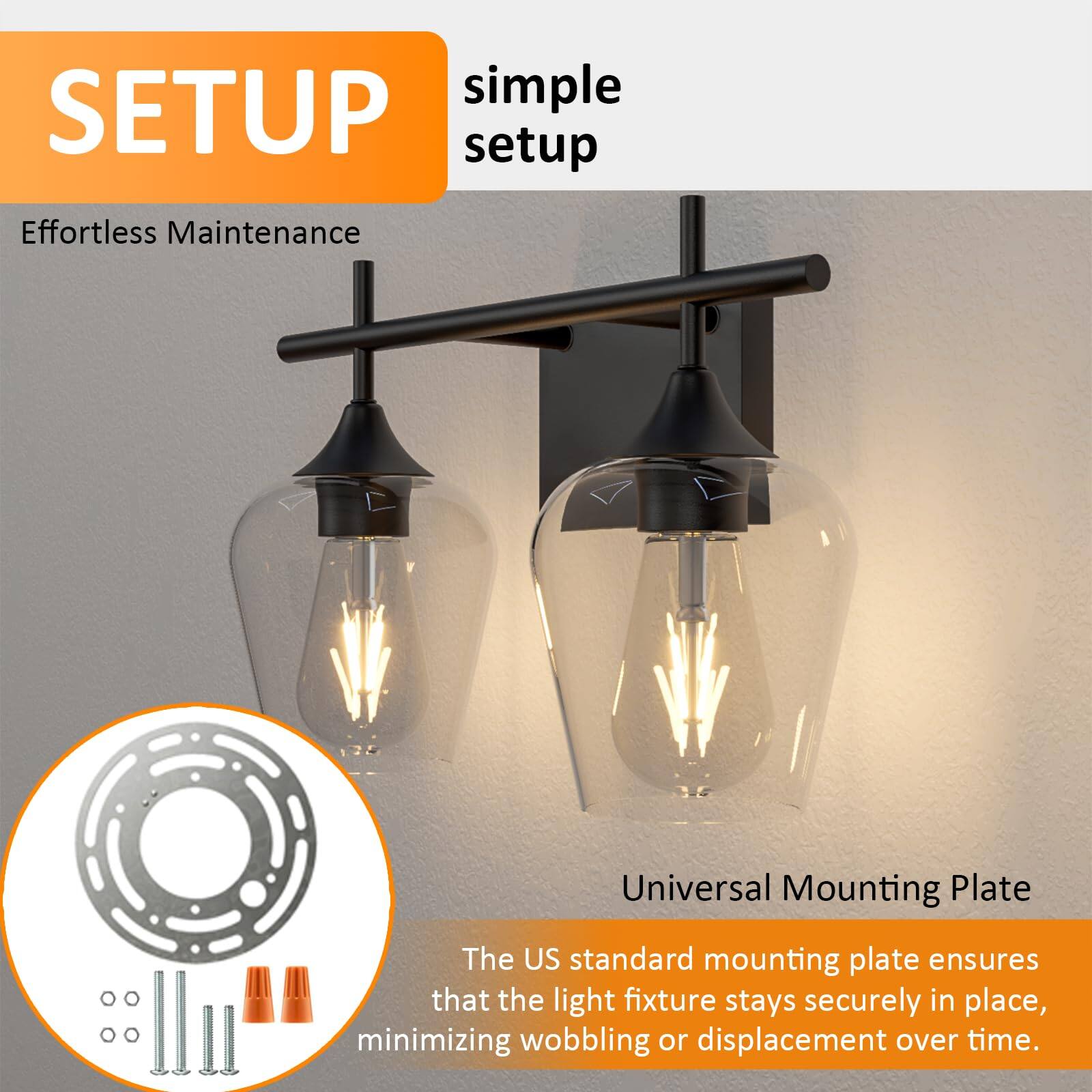 **SETUP**

**simple setup**

**Effortless Maintenance**

**Universal Mounting Plate**

The US standard mounting plate ensures that the light fixture stays securely in place, minimizing wobbling or displacement over time.