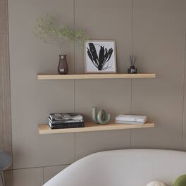 TuHome - Ecco 31.5" Wide Floating Shelves Set Of 2, Shelves For Wall Decor For Bedroom, Bathroom Storage Shelves - Light Pine