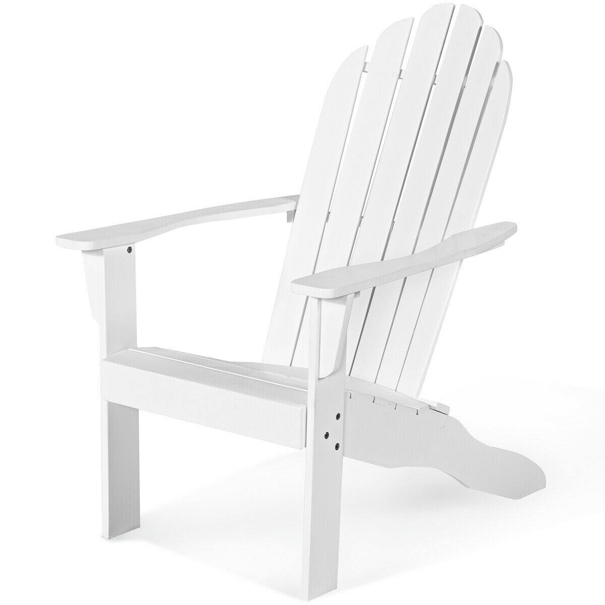 Alt View 4. Gymax - Gymax 2PCS Wooden Classic Adirondack Chair Lounge Chair Outdoor Patio White - White.