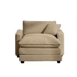 LOVMOR - Comfortable Single Chair Deep Seat Sofa With Footstool With One Pillow Suitable for Living Room and Bedroom Club - Tan