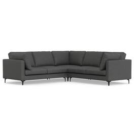 Simpli Home - Ava Corner Sectional in Tightly Woven Performance Fabric - Pebble Grey