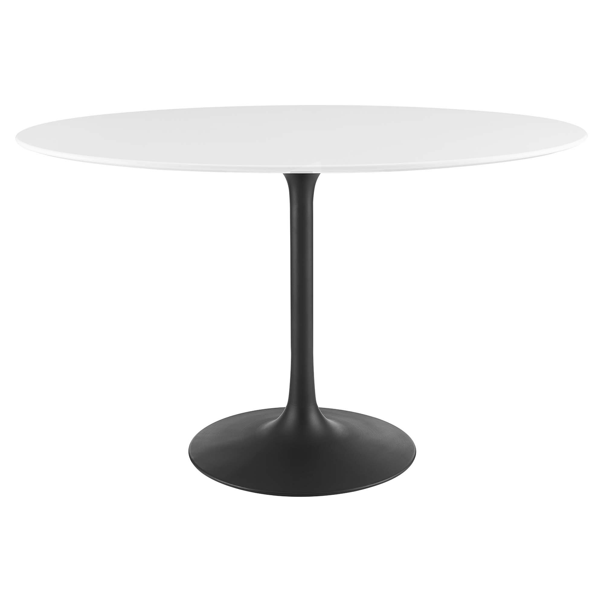 Angle. Modway - Lippa Oval Wood Dining Table - Black White.