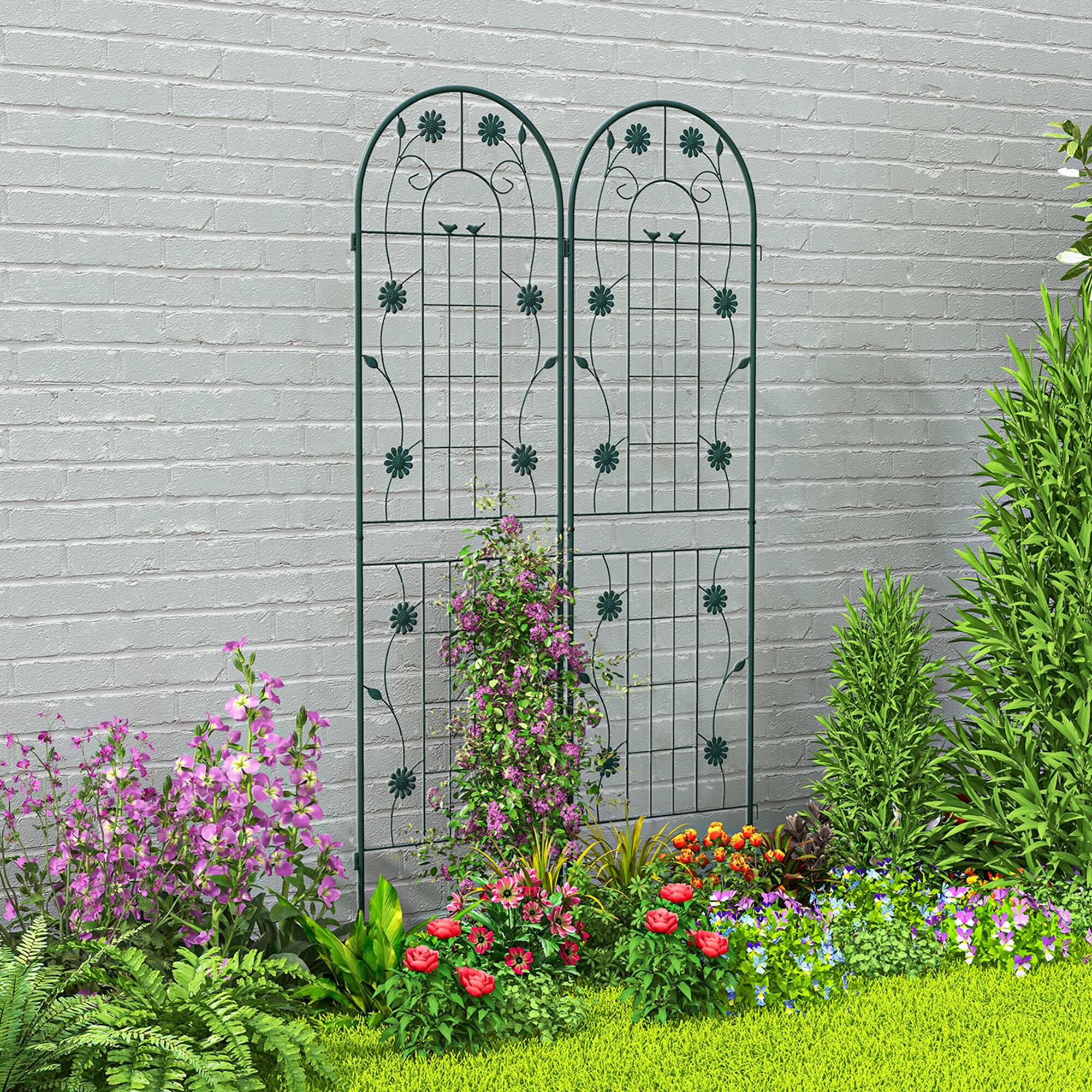 Alt View 3. Costway - Costway 4 Pack Rustproof Metal Garden Trellis 71" x 20" Wire Lattice Panel for Patio - Green.