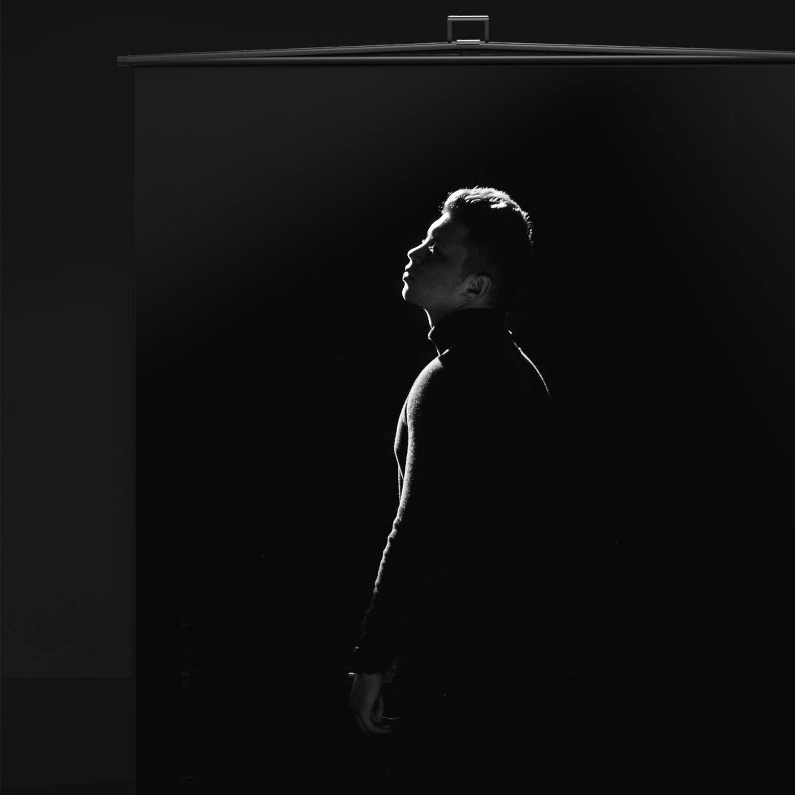 Alt View 2. RAUBAY - 5′x 6.9′ Collapsible Black Screen Backdrop Portable Retractable Panel Photo Background with Stand - Black.