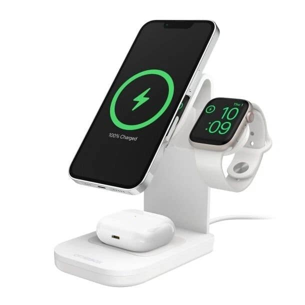 OtterBox - Otter Box 3-In-1 Charging Station With MagSafe, MagSafe 15 W, Apple Watch 5W, AirPods 5W | Color: White - White