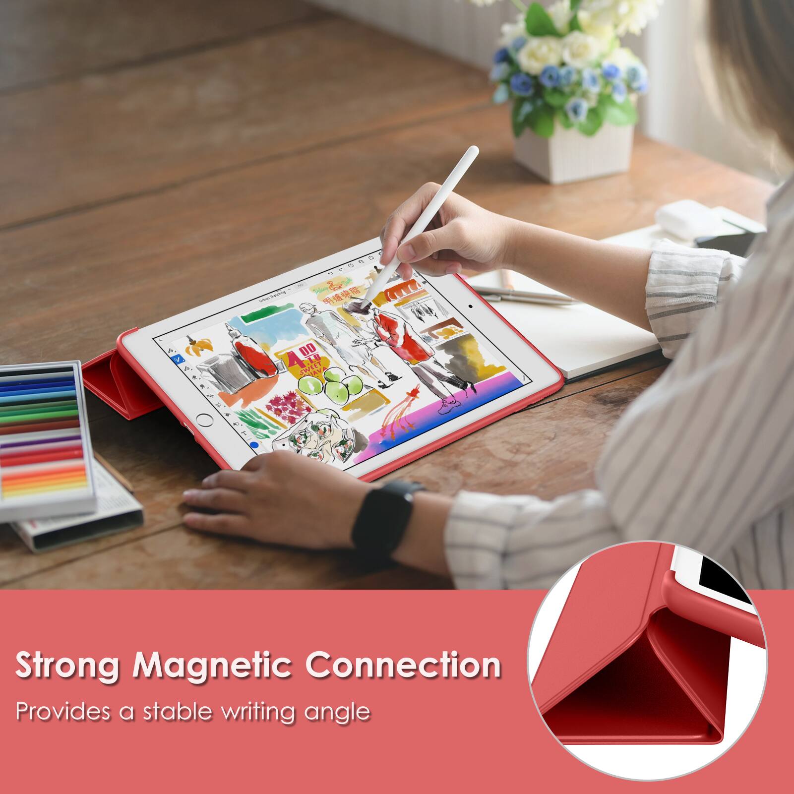 Strong Magnetic Connection  
Provides a stable writing angle